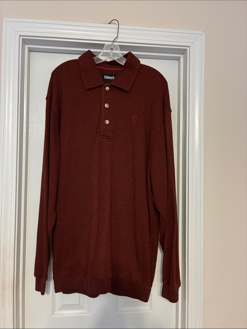 Men’s 2XL Ashworth Long Sleeve Polo in Brick Red